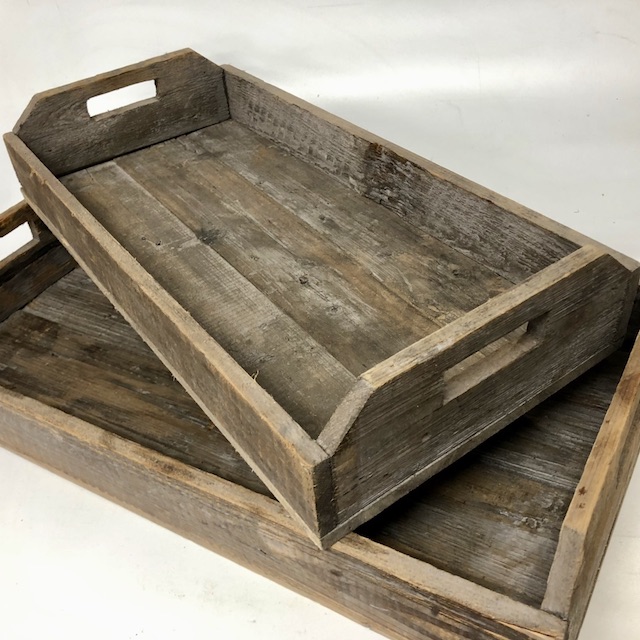 TRAY, Rustic Wood (2 sizes) 67cm and 58cm L